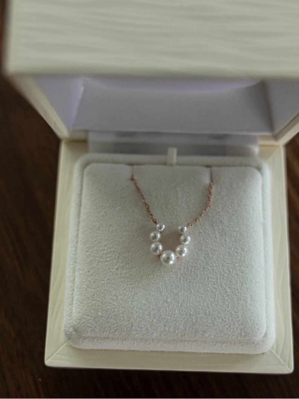 Mikimoto Rose Gold Necklace with Graduated White Pearls
